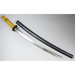 A Japanese Wakizashi, the 22ins Shobu-Zukuri blade with shortened Nakago (Tang) showing partial