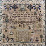 A George IV needlework sampler worked by Mary Kelletts, aged 7, 1825, in coloured silks with