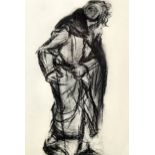 Alfred Dehodeucg (1822-1882) - Charcoal drawing - Standing figure study with face turned away, 8.