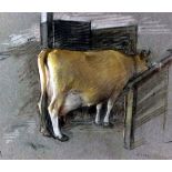 Jehan Daly (1918-2001) - Pastel on grey paper - Study of a cow's rear - a cow belonging to Farmer
