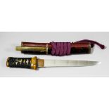 A Japanese Tanto, the 8.25ins polished blade with visible hamon, signed "Seishinshi Masayoshi", with