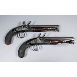 A good pair of late 18th Century/early 19th Century flintlock officers pistols by James of London,