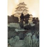 After Hiroshi Yoshida (1876-1950) - Woodblock print - "Himeji Castle", 13.75ins x 9.25ins, in