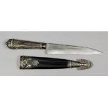 An Argentinian Gaucho's knife or facon with 6.25ins steel blade by El Chaja with silvery metal