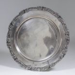 An Elizabeth II silver circular salver with floral and scroll cast mounts to rim, 14.5ins