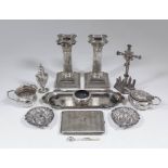 A 19th Century Continental silver table crucifix, 6.15ins high, possibly by Bernard Muller & Son,