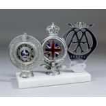 Three car badges, comprising - RAC Kent Automobile club (1940's/50's), Royal Automobile club with