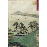 Style of Ando Hiroshige (1797-1858) - Seven woodblock prints depicting views from the fifty-three