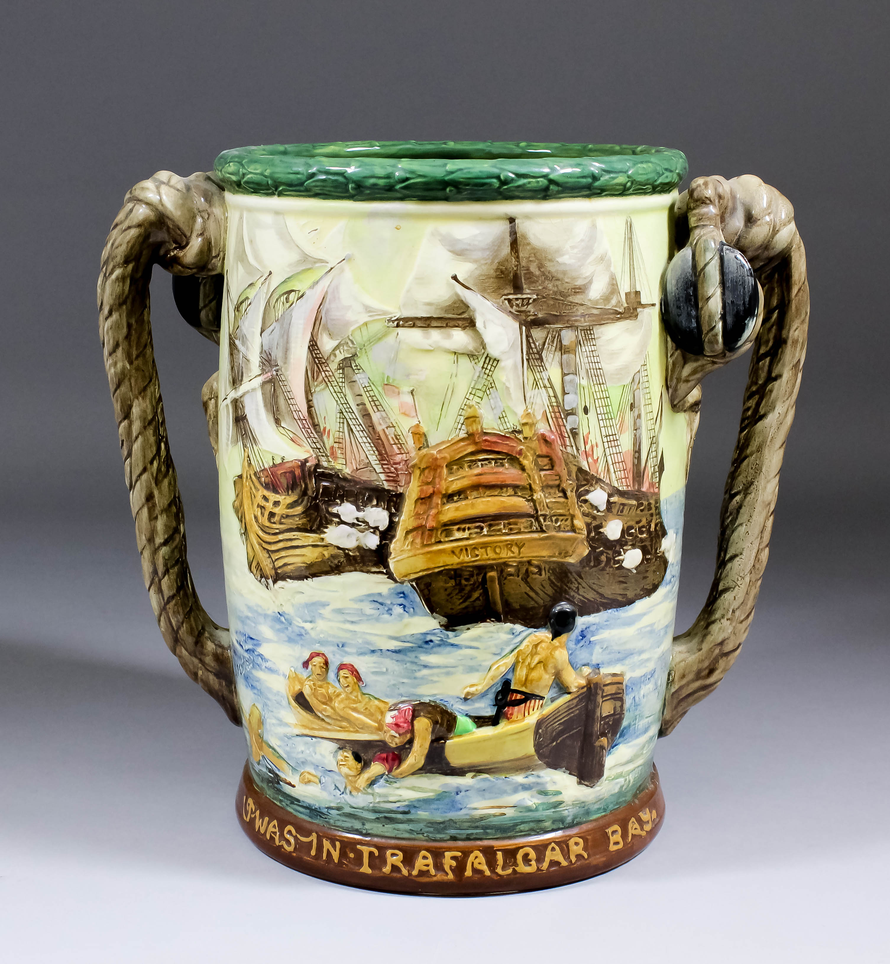 A Royal Doulton pottery "The Lord Nelson" two-handled loving cup designed by Charles Noke and - Image 3 of 3