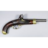 An early 19th Century .70 calibre French flint lock Calvary pistol, dated 1811, the 8ins bright