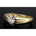 A gentleman's 18ct gold mounted diamond set ring, the old cut stone approximately .50ct (gross