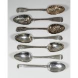 Ten George II and later silver Old English pattern table spoons and four George III and later silver