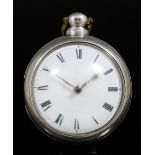 A George IV gentlemen's silver pair cased verge pocket watch by J. Appleby of London, No. 11974, the