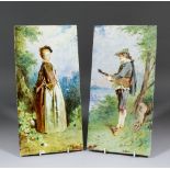 A pair of late 19th Century Minton pottery tiles painted by Anton Boullemier (1840-1900) of a