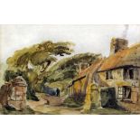 Paul Jacob Naftel (1817-1891) - Watercolour - Country road and cottage in Guernsey (?), 8.25ins by