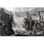 Giovanni Battista Piranesi (1720-1778) - Etching - "Veduta della Cascata di Tivoli",  (The Waterfall