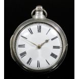 A Victorian gentlemen's silver pair cased verge pocket watch by C. F. Lewns of Rye, No. 77872, the