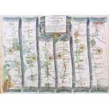 John Ogliby (1600-1675) - Coloured engraving - Map of "The Road from London to Dover", 12.5ins x