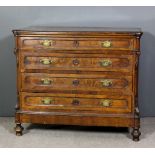 A 19th Century French walnut chest of drawers with moulded edge to top, fitted four long drawers