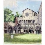 William Tatton Winter (1855-1928) - Two coloured etchings - "The Cloisters, Canterbury Cathedral",