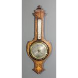 An Edwardian rosewood cased barometer and thermometer with 8ins diameter silvered dial, contained in