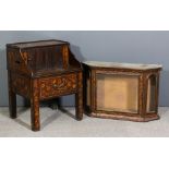 A late 18th/ early 19th century Dutch walnut and marquetry bedside commode of stepped form, the