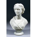 A Copeland Parianware bust of Queen Victoria, designed by F.M Miller, 12ins high, published 1st