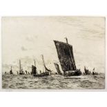 William Lionel Wyllie (1851-1931) - Drypoint etching - "Boulogne Fishing Luggers" - Fishing fleet