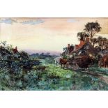 W.R. Coast (?) (19th Century English school) - Pair of watercolours - Rural landscapes - Sheep and