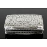 A William IV silver rectangular vinaigrette, the lid and base engraved with leaf and floral