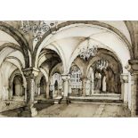 David Arbus (Born 1941) - Wash drawing - "Canterbury Crypt", 14.25ins x 9ins, signed, dated '99