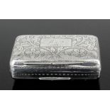 A William IV silver rectangular vinaigrette, the lid and base engraved with floral and leaf scroll