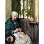 H. Leaver (Late 19th / early 20th Century School) - Watercolour - Seated portrait of an elderly