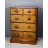 A Victorian mahogany chest of drawers with moulded edge to top, fitted two short and three long