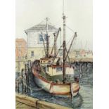 Gordon Tice (20th Century New Zealand) - Watercolour - "Queen's Wharf, Wellington", 18.5ins x 13.