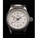 A gentleman's stainless steel Oris automatic Caballero wristwatch, No. 644, the silvered face with