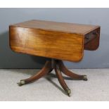 A George III mahogany Pembroke supper table, the top with moulded edge, fitted one real and one