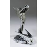 After F. Bazin - 1930s chrome plated "Spirit of Triumph" car mascot mounted on petrol cap with