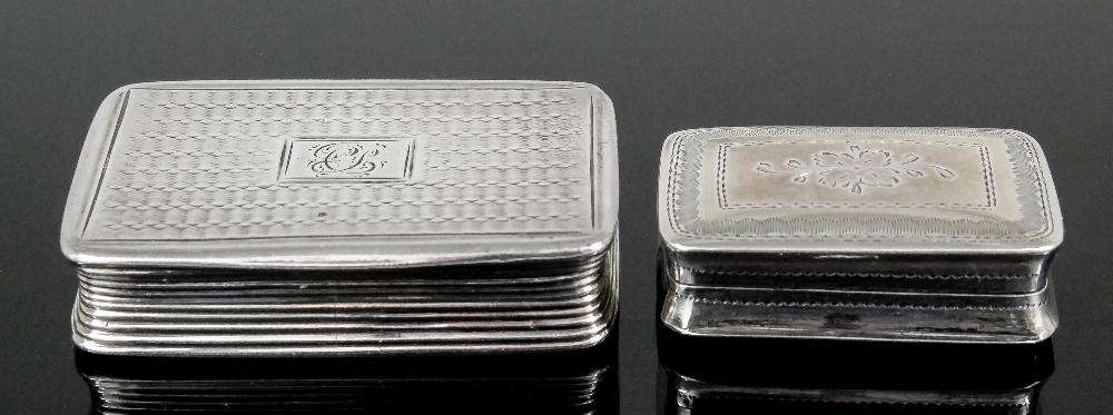 A William IV silver rectangular vinaigrette, the lid and base with engine turned ornament and with