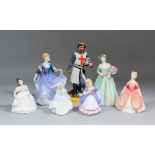 Seven Royal Doulton bone china figures, comprising - "Richard The Lion Heart" (HN3675), 9.75ins