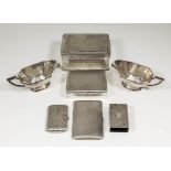 A Dutch plain silvery metal rectangular biscuit box with moulded edges to lid and footrim, 6ins wide