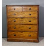 A Victorian mahogany chest of drawers with moulded edge to top and rounded front corners, fitted two