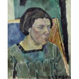 ARR Pinkchus Krenegne (1890-1981) - Oil painting - Shoulder length portrait of a seated woman in a
