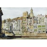 ***Douglas Ion Smart (1879-1970) - Watercolour- "The Waterfront, Gerona", 10.75ins x 15.25ins,