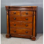 A Victorian mahogany "Scottish" chest of drawers with square edge to top, fitted one cushion fronted