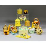 A small collection of ceramic honey pots and bee related items, including - Shorter & Son,