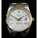 A gentleman's bi-metal Rolex Oyster Perpetual Day/Datejust wristwatch, Model No. 15203, Serial No.