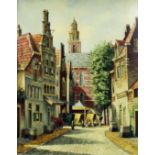 ***Pieter Cornelis Steenhouwer (1896-1972) - Two oil paintings - A town street with covered wagon,