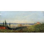 19th Century Italian School - Oil painting - Panoramic view of the City of Verona, Italy, canvas