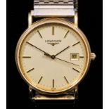 A 1960s lady's Eterna 9ct gold cased wristwatch, the white dial with baton numerals, contained